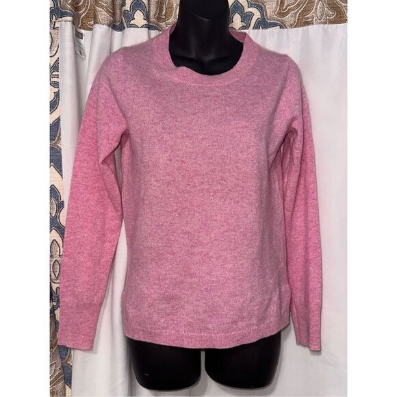 EXCELLENT CONDITION J Crew Pink 100% Cashmere Pullover Sweater Scoop Neck Size X - Picture 1 of 5